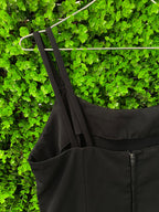 Black Button-Strap Maxi Dress