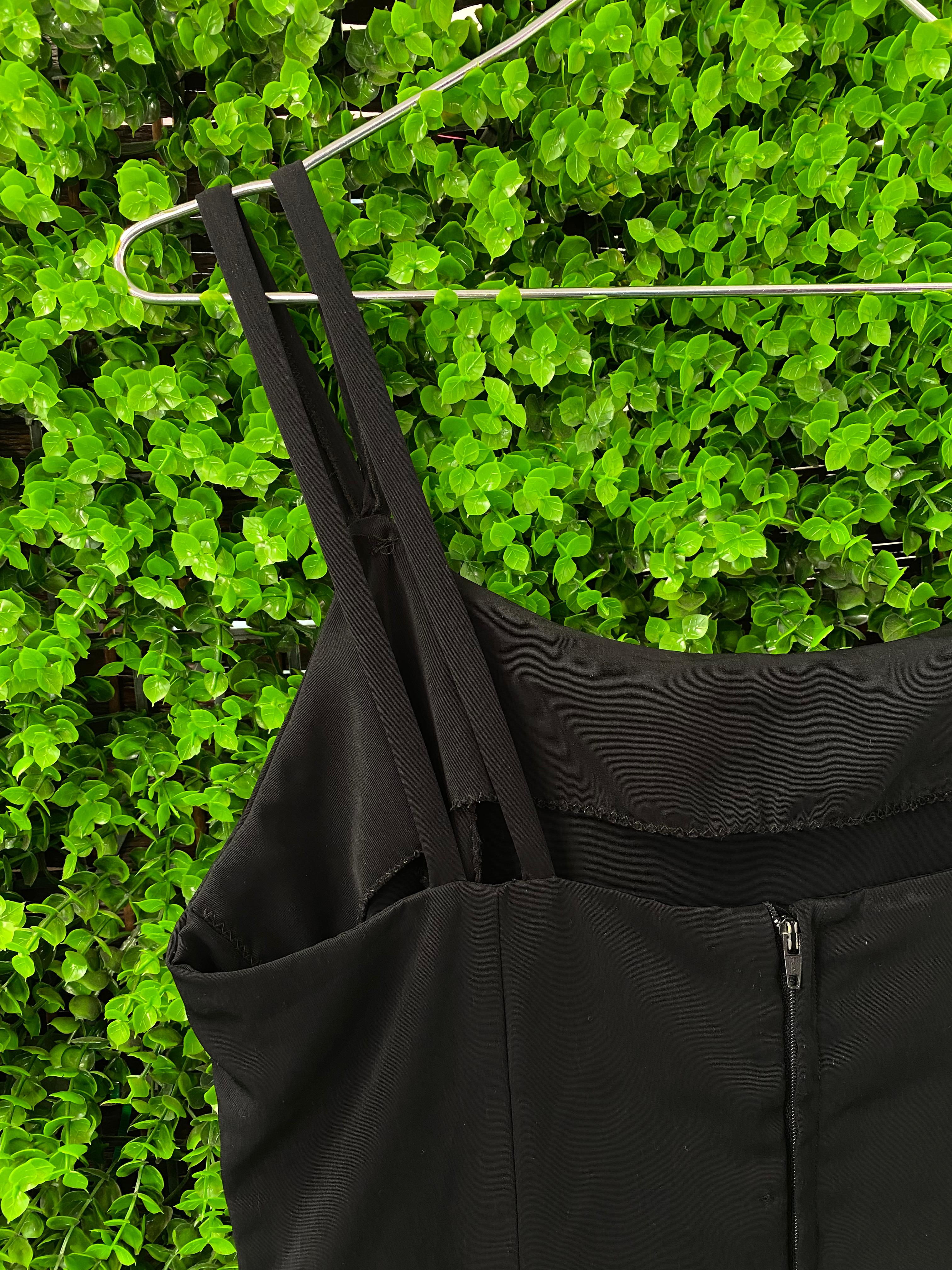Black Button-Strap Maxi Dress