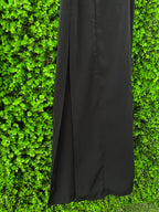 Black Button-Strap Maxi Dress
