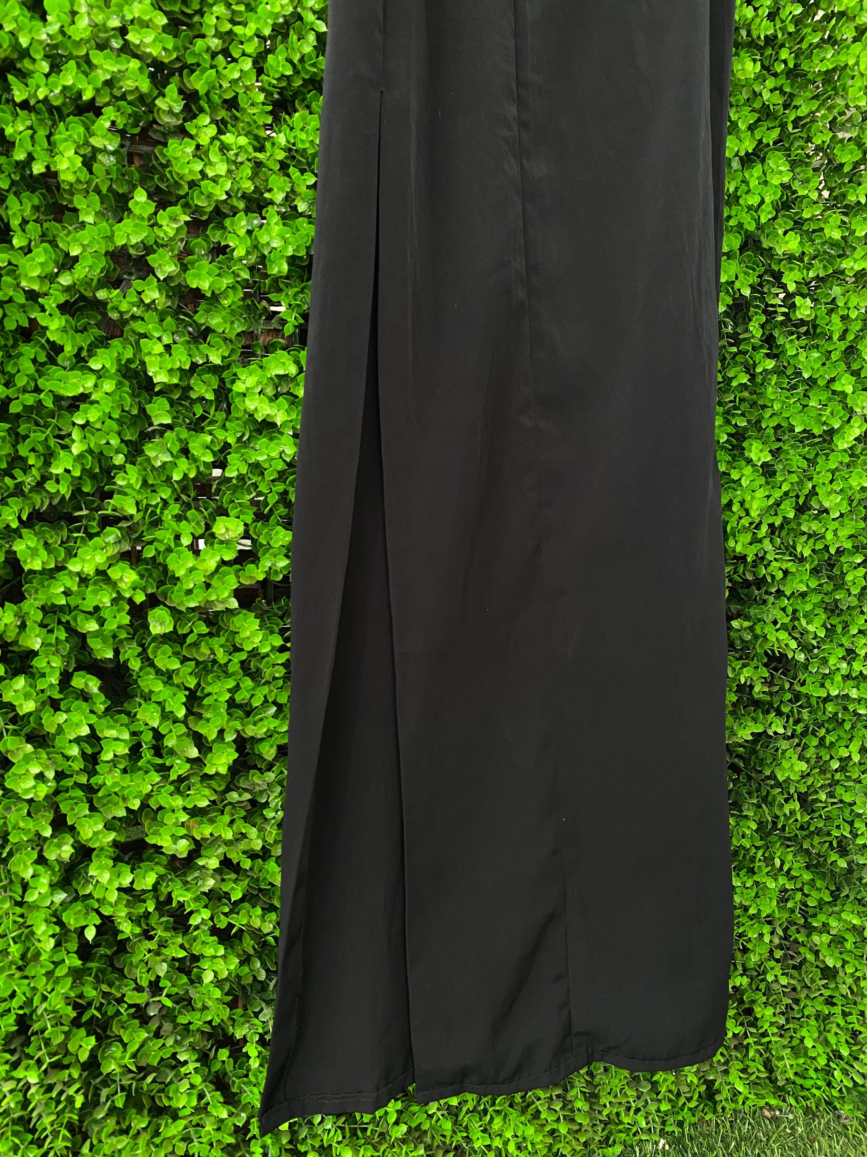 Black Button-Strap Maxi Dress