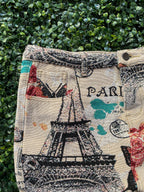 Paris Print Frayed Detail Statement Pants
