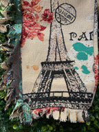 Paris Print Frayed Detail Statement Pants