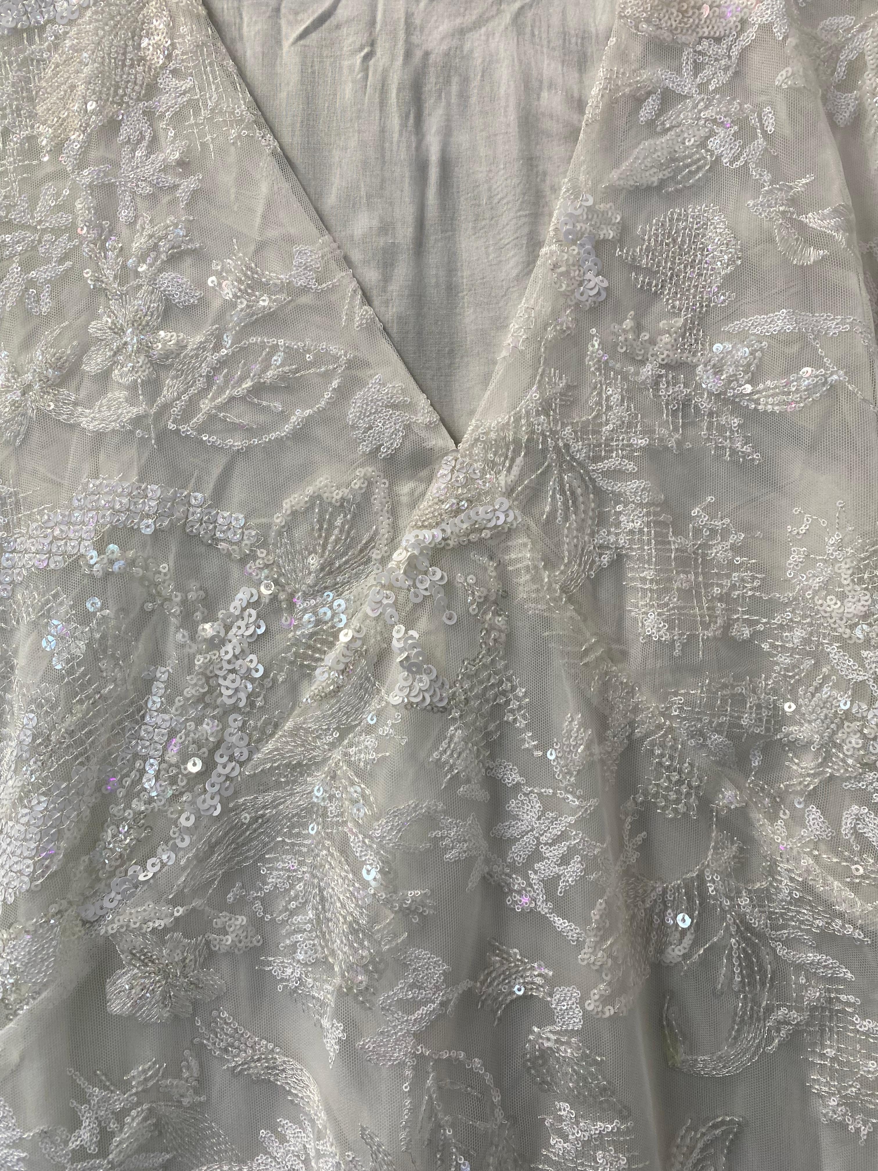 Zara White Embellished Sequin Mini Dress
