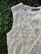 Zara White Embellished Sequin Mini Dress