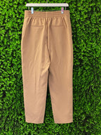 Zara Tan Button Detail Tailored Trousers with Pockets