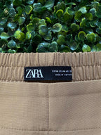 Zara Tan Button Detail Tailored Trousers with Pockets