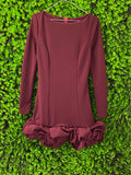 Burgundy Ruffle Hem Mini Dress