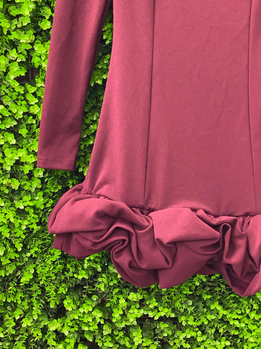 Burgundy Ruffle Hem Mini Dress