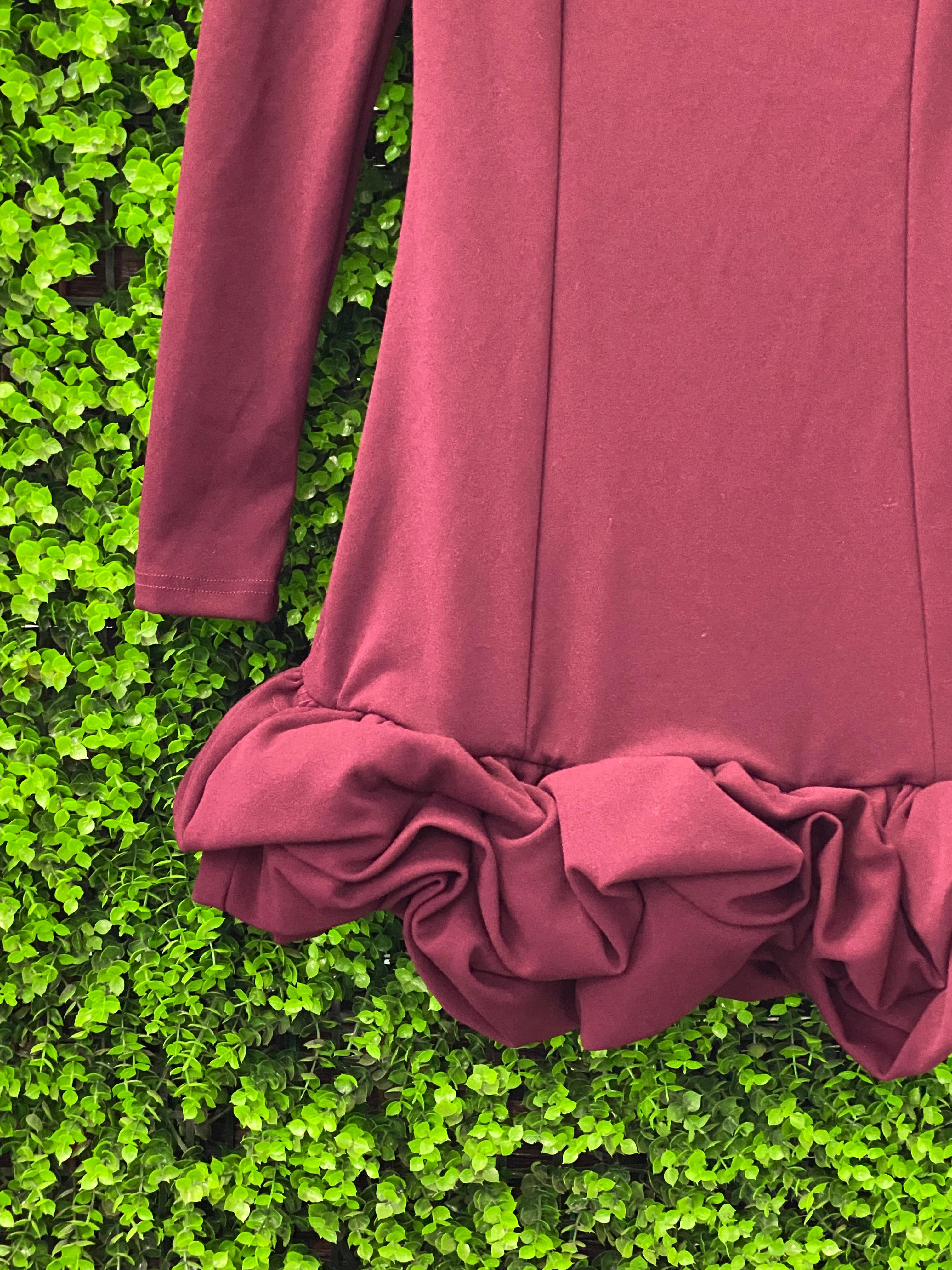 Burgundy Ruffle Hem Mini Dress