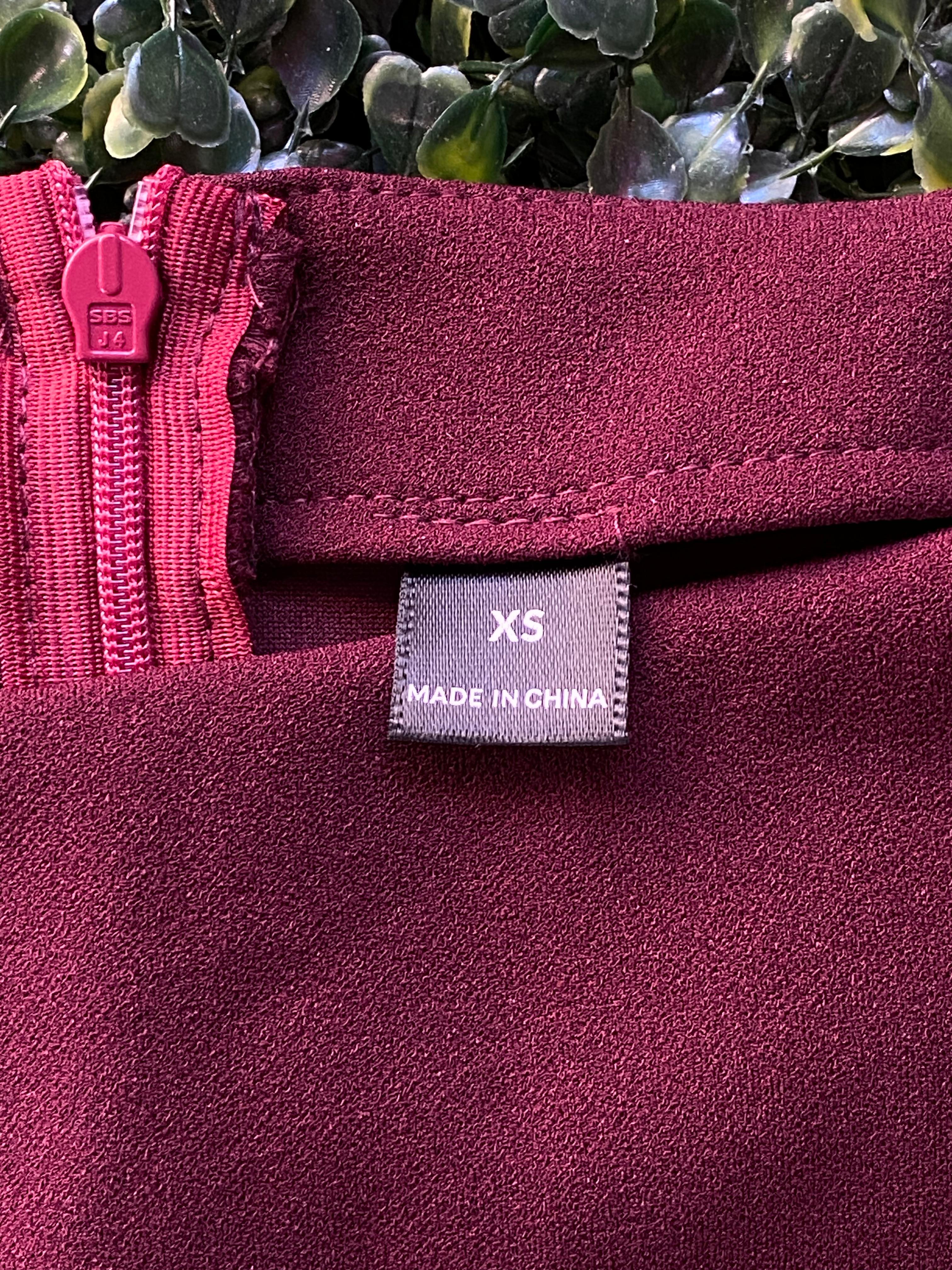 Burgundy Ruffle Hem Mini Dress