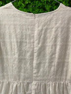 MM Studio Cream Embroidered Puff Sleeve Midi Dress