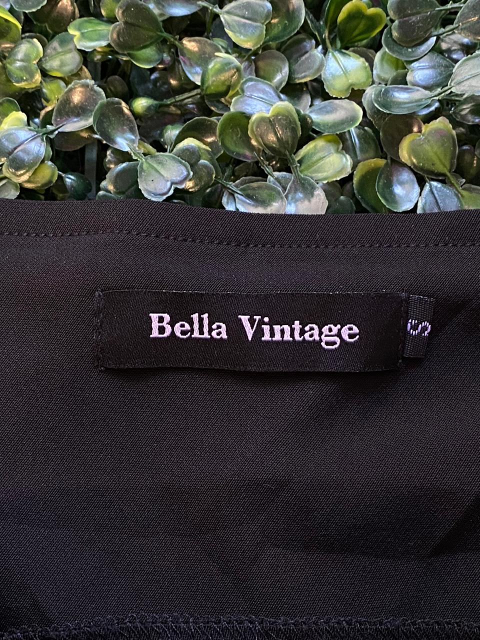 Bella Vintage Black Tie-Strap Midi Dress