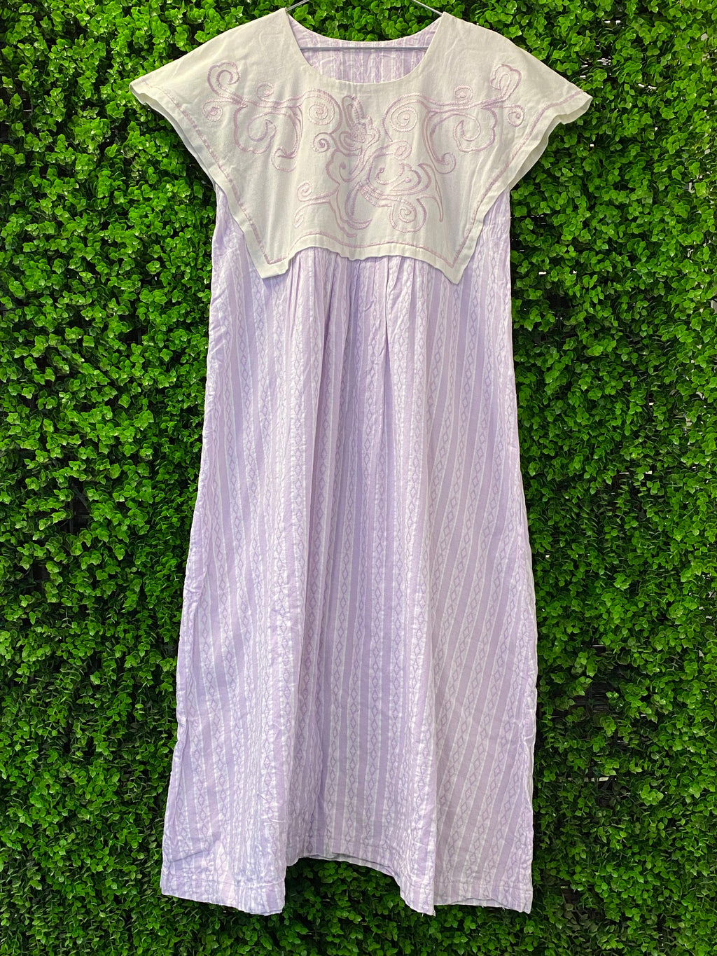 Lilac Cotton Blend Embroidered Overlay Dress