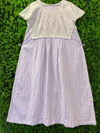 Lilac Cotton Blend Embroidered Overlay Dress