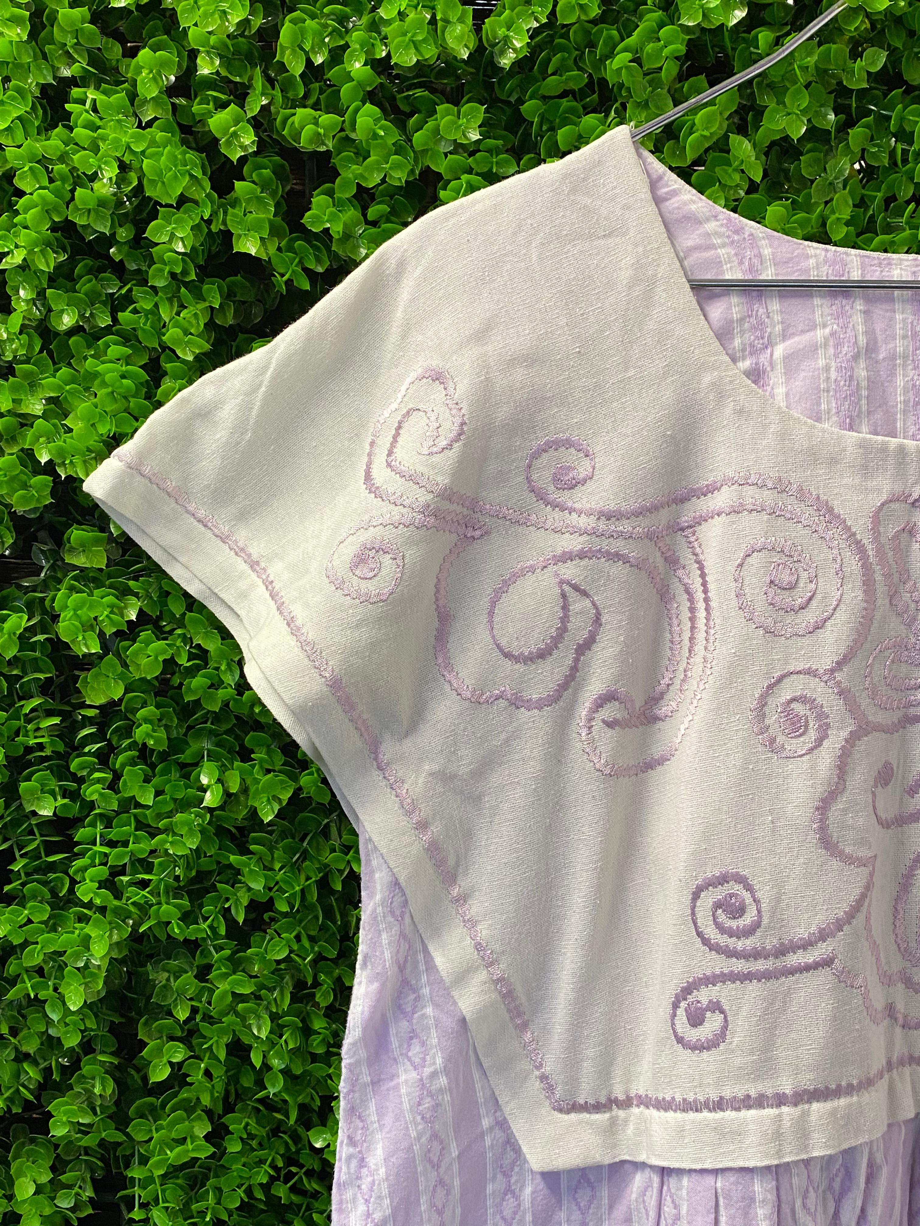 Lilac Cotton Blend Embroidered Overlay Dress