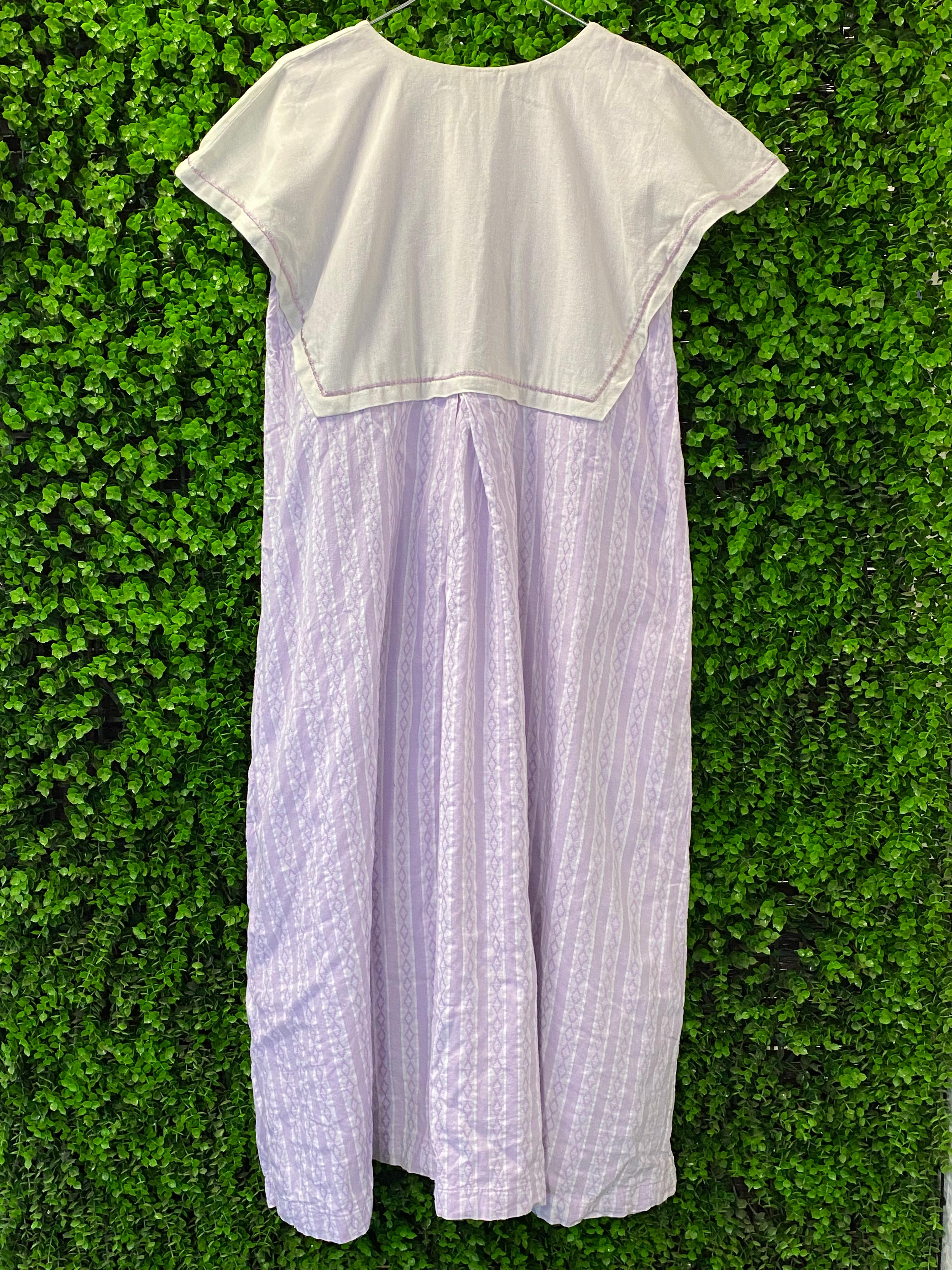 Lilac Cotton Blend Embroidered Overlay Dress