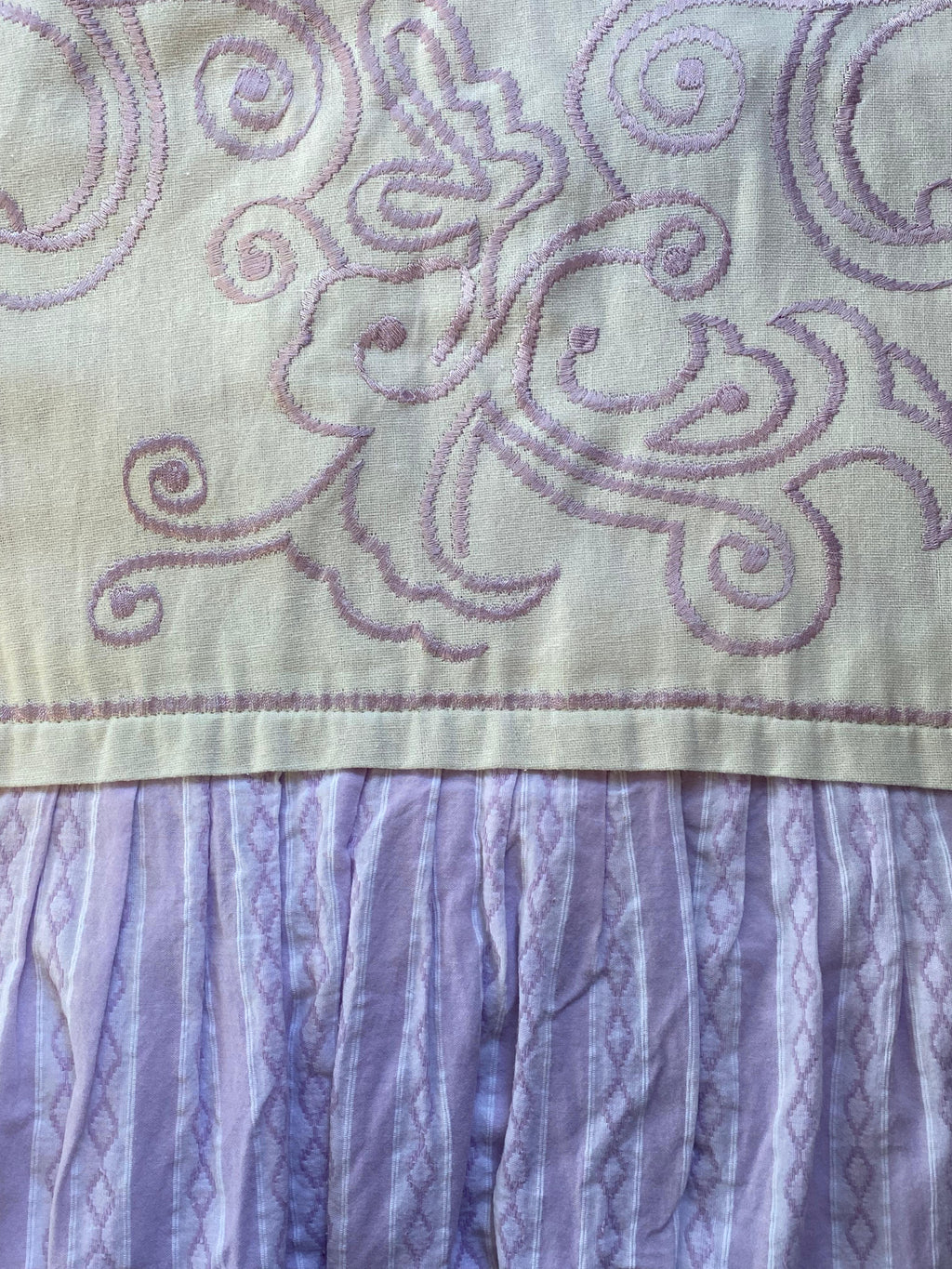 Lilac Cotton Blend Embroidered Overlay Dress