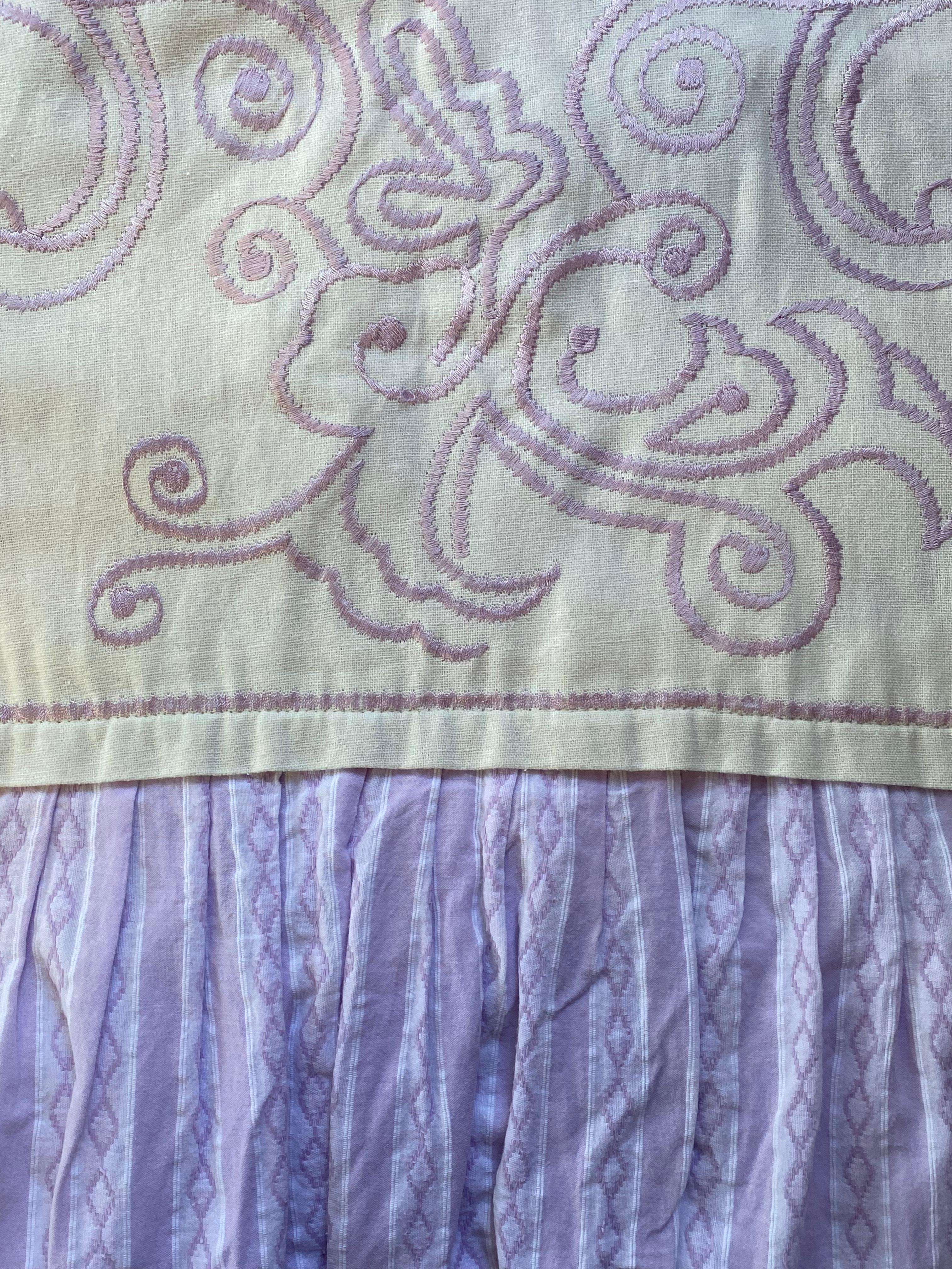 Lilac Cotton Blend Embroidered Overlay Dress