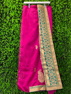 Magenta & Emerald Green Embellished Sari Set