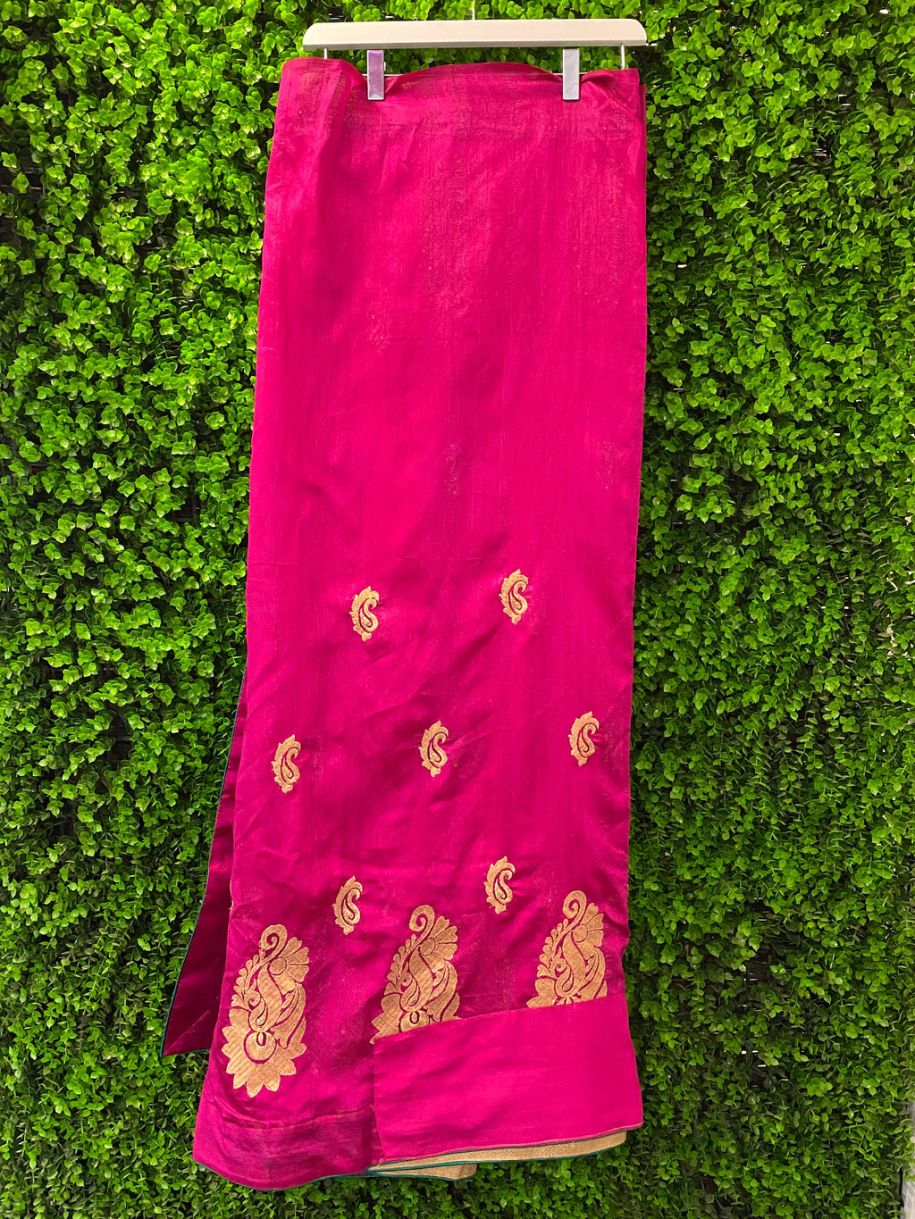 Magenta & Emerald Green Embellished Sari Set