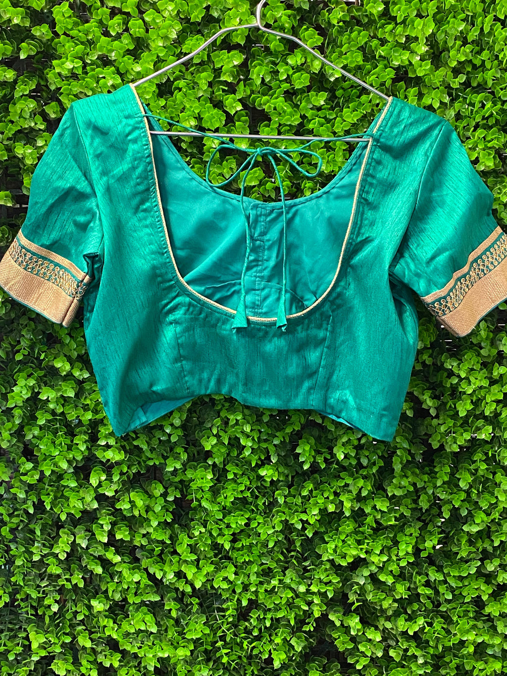 Magenta & Emerald Green Embellished Sari Set