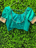 Magenta & Emerald Green Embellished Sari Set