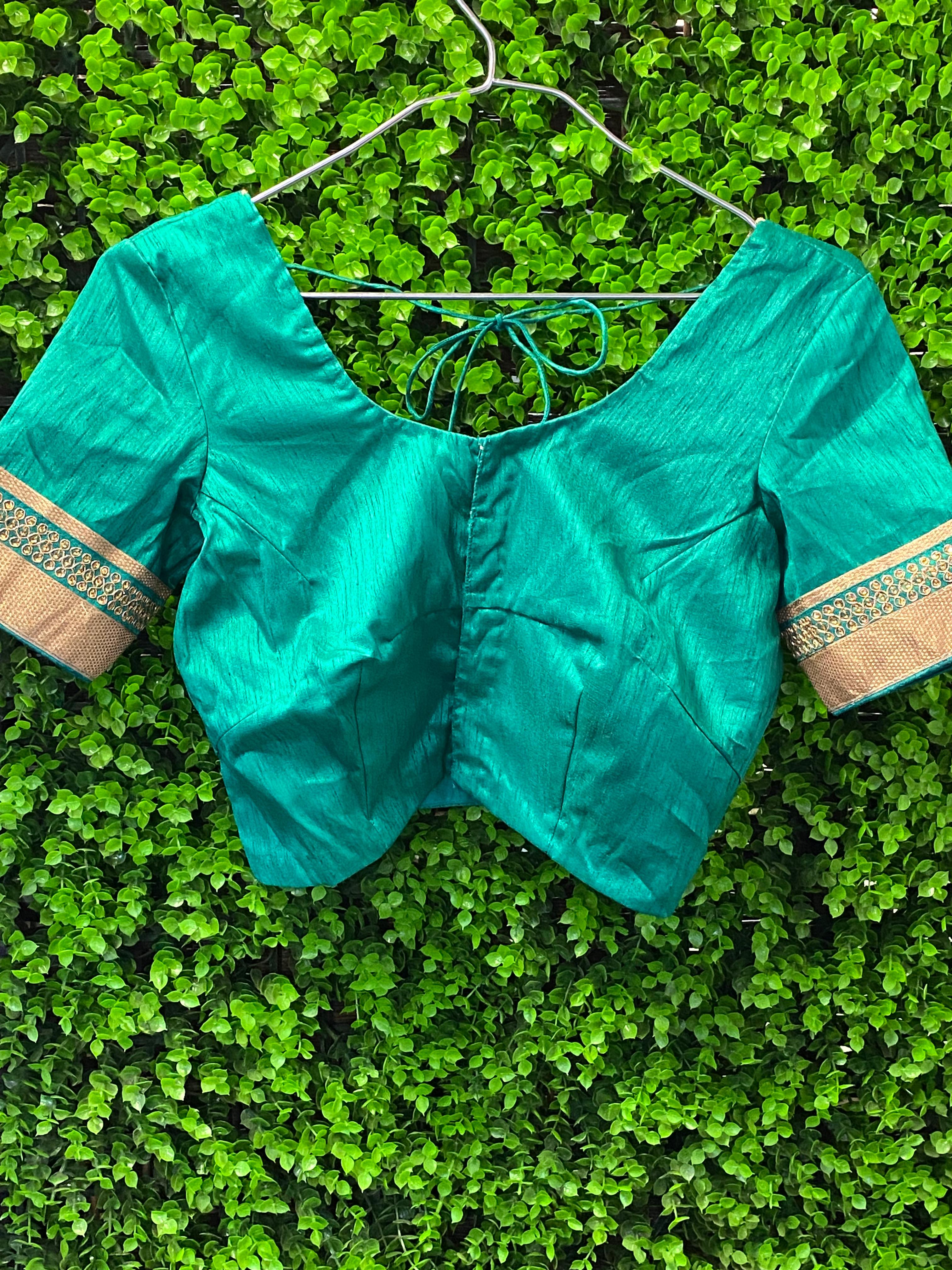 Magenta & Emerald Green Embellished Sari Set