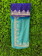 Teal & Blue Embellished Sari Set
