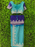 Teal & Blue Embellished Sari Set