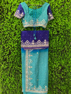 Teal & Blue Embellished Sari Set