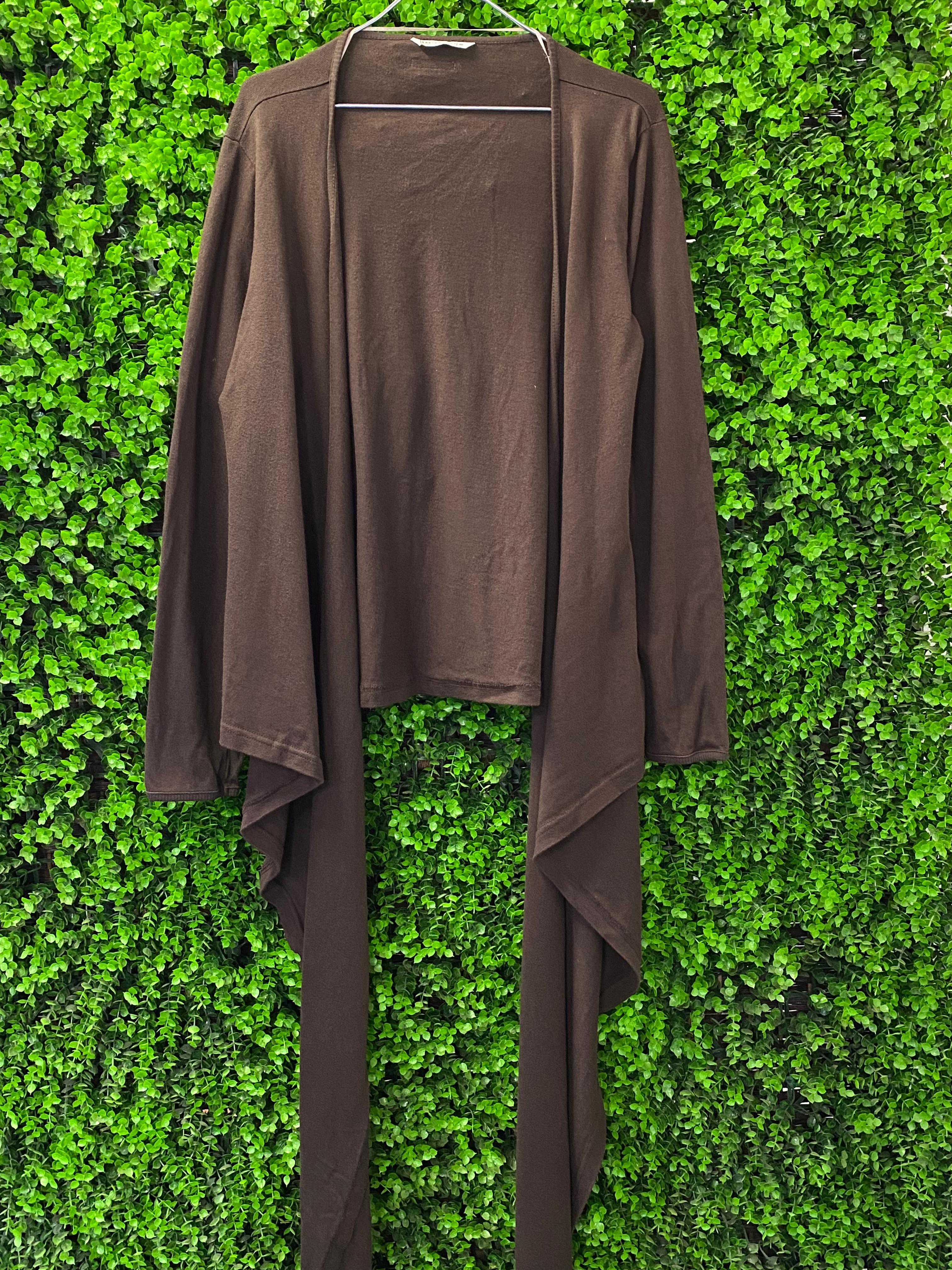 Earthaddict Brown Cotton Wrap Cardigan
