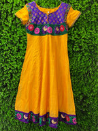 Mustard Yellow Embroidered Indian Midi Dress