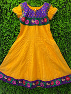 Mustard Yellow Embroidered Indian Midi Dress