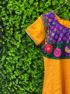 Mustard Yellow Embroidered Indian Midi Dress