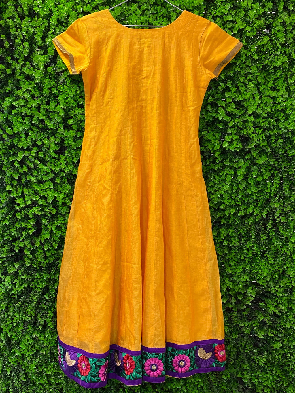 Mustard Yellow Embroidered Indian Midi Dress