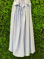 Pale Blue Embroidered Bow Detail Maxi Dress