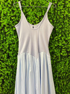 Pale Blue Embroidered Bow Detail Maxi Dress
