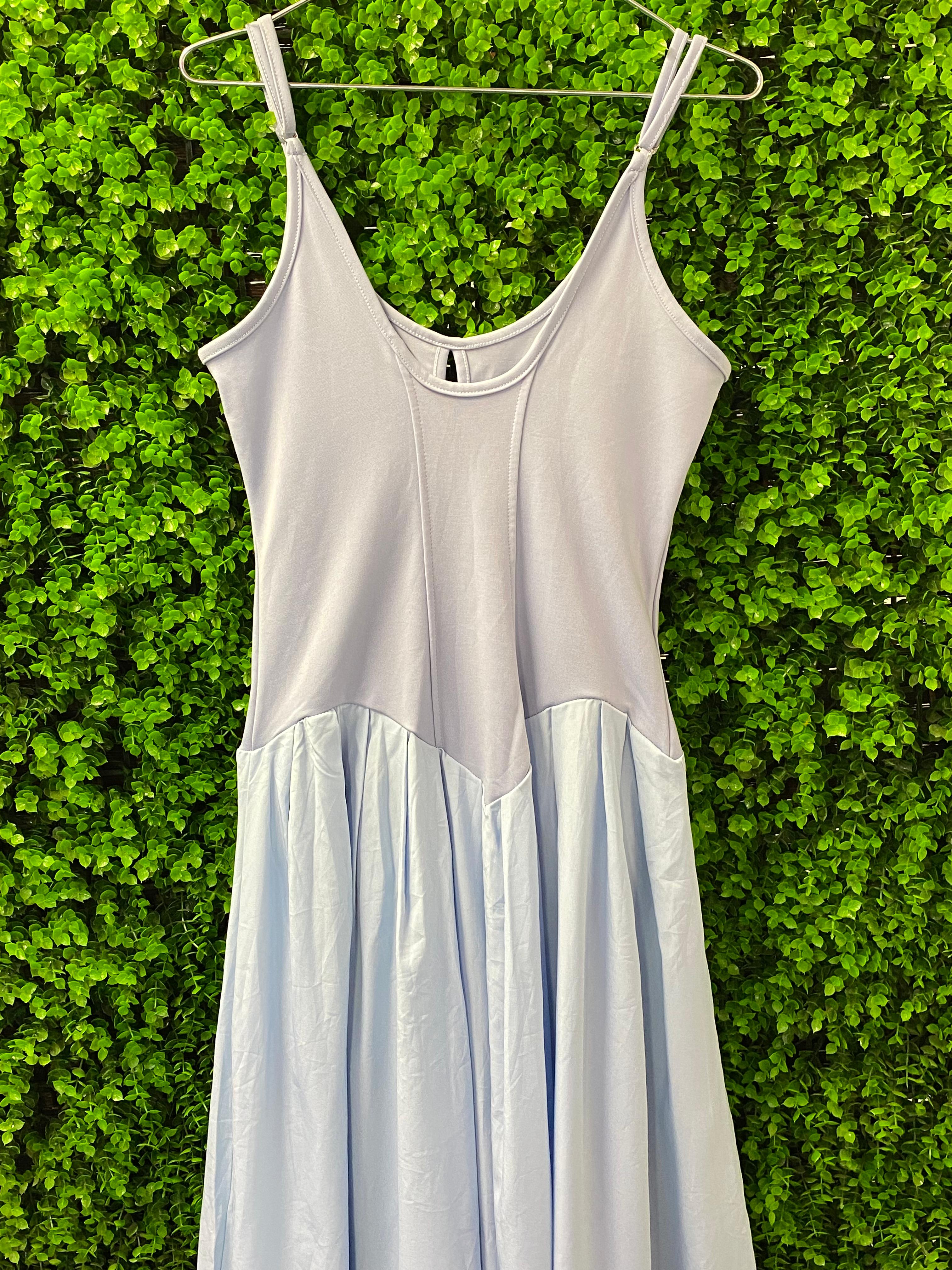 Pale Blue Embroidered Bow Detail Maxi Dress