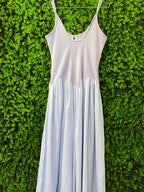 Pale Blue Embroidered Bow Detail Maxi Dress