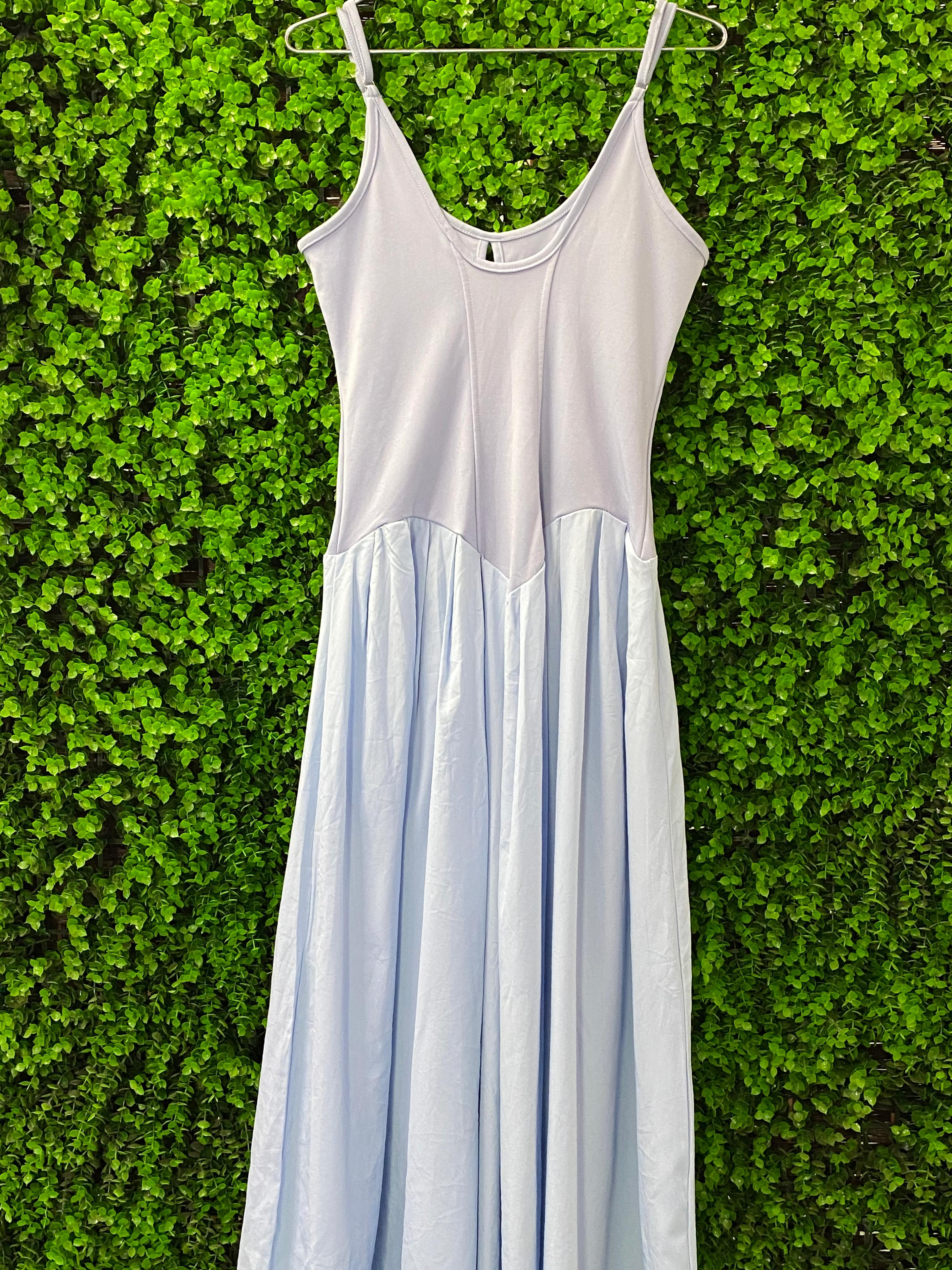 Pale Blue Embroidered Bow Detail Maxi Dress
