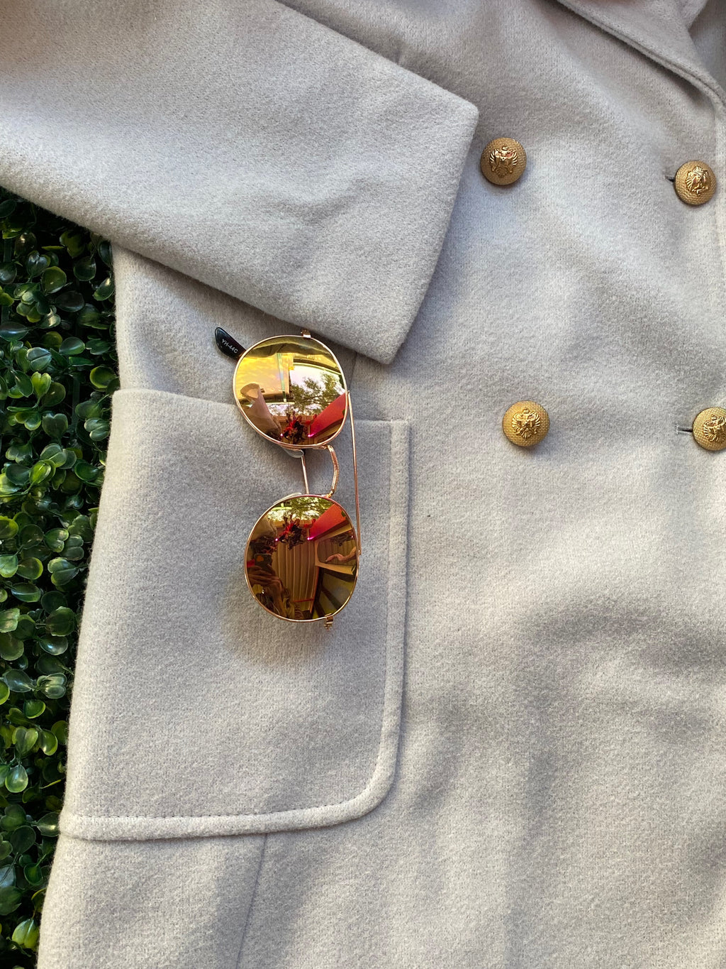 Beige Double-Breasted Coat