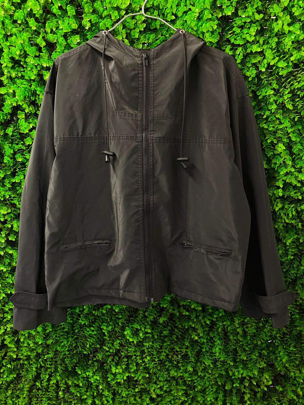 Black Hooded PVC Jacket