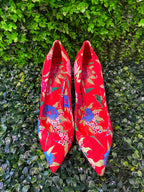 ALDO Red Floral Pointed Stiletto Heels