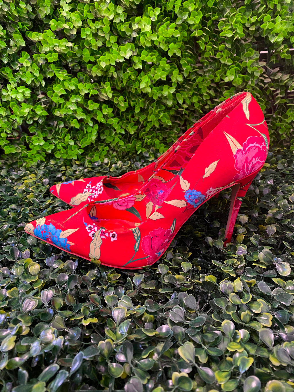 ALDO Red Floral Pointed Stiletto Heels