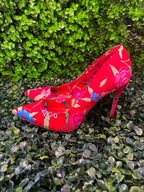 ALDO Red Floral Pointed Stiletto Heels