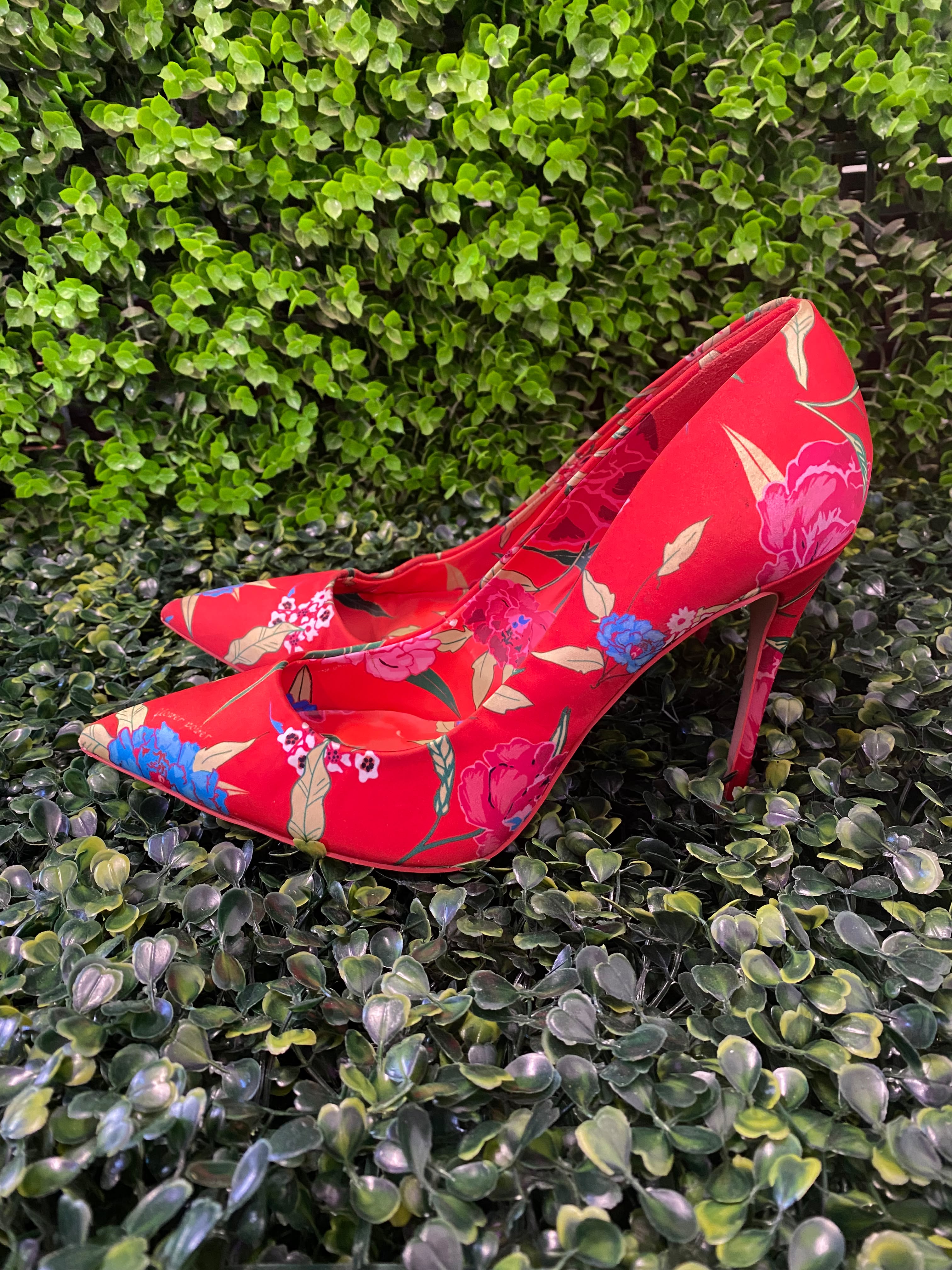 ALDO Red Floral Pointed Stiletto Heels