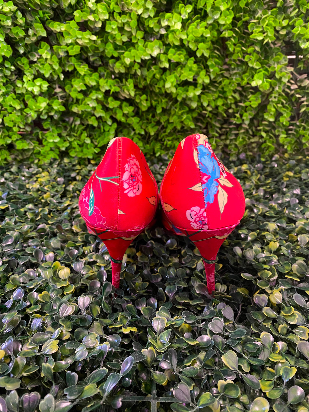 ALDO Red Floral Pointed Stiletto Heels