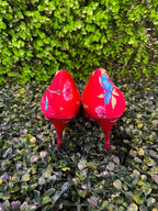 ALDO Red Floral Pointed Stiletto Heels