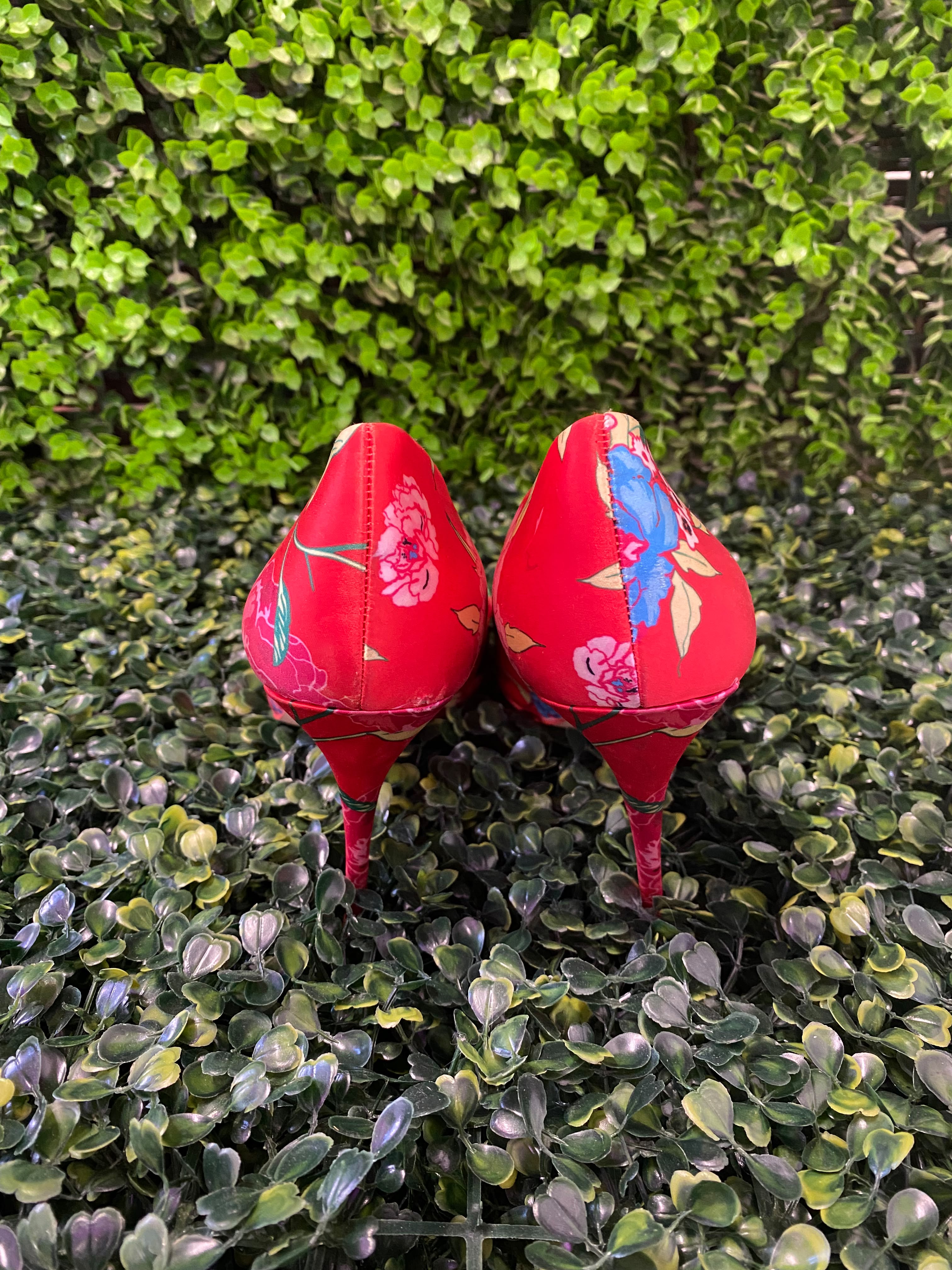 ALDO Red Floral Pointed Stiletto Heels