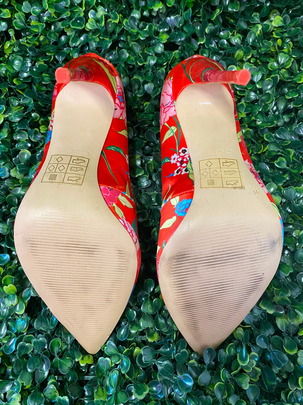 ALDO Red Floral Pointed Stiletto Heels